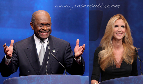 Photographs of Herman Cain and Ann Coulter photos