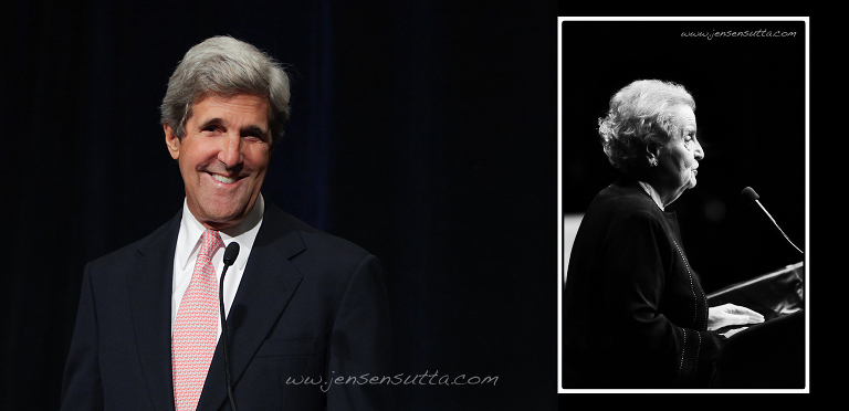 Former Secretary of State Madeleine Albright and Senator John Kerry political photography