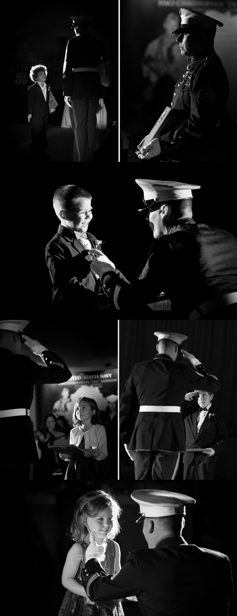 Event photography of children of fallen soldiers receiving awards 