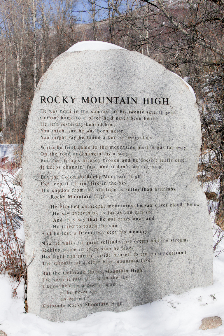 Photography of John Denver's Rocky Mountain High lyrics